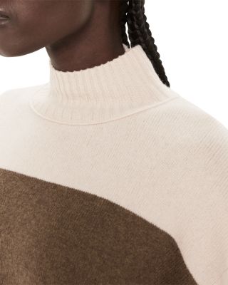 Wool Color Blocked Turtleneck Sweater