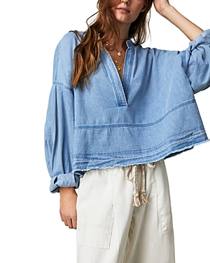 Shop Free People Jude Denim Pullover In Vinyage Indigo