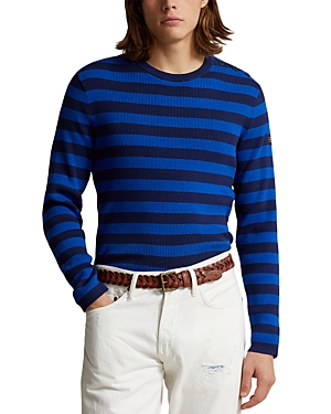 Cotton & Cashmere Ribbed Knit Stripe Regular Fit Crewneck Sweater