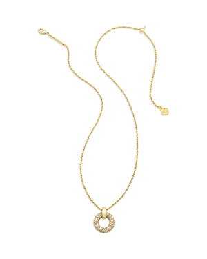 Shop Kendra Scott Mikki Ombre Pave Short Pendant Necklace In 14k Gold Plated, 19 In Gold/white Crystal