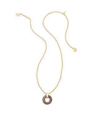 Shop Kendra Scott Mikki Ombre Pave Short Pendant Necklace In 14k Gold Plated, 19 In Gold/purple Mauve Ombre Mix