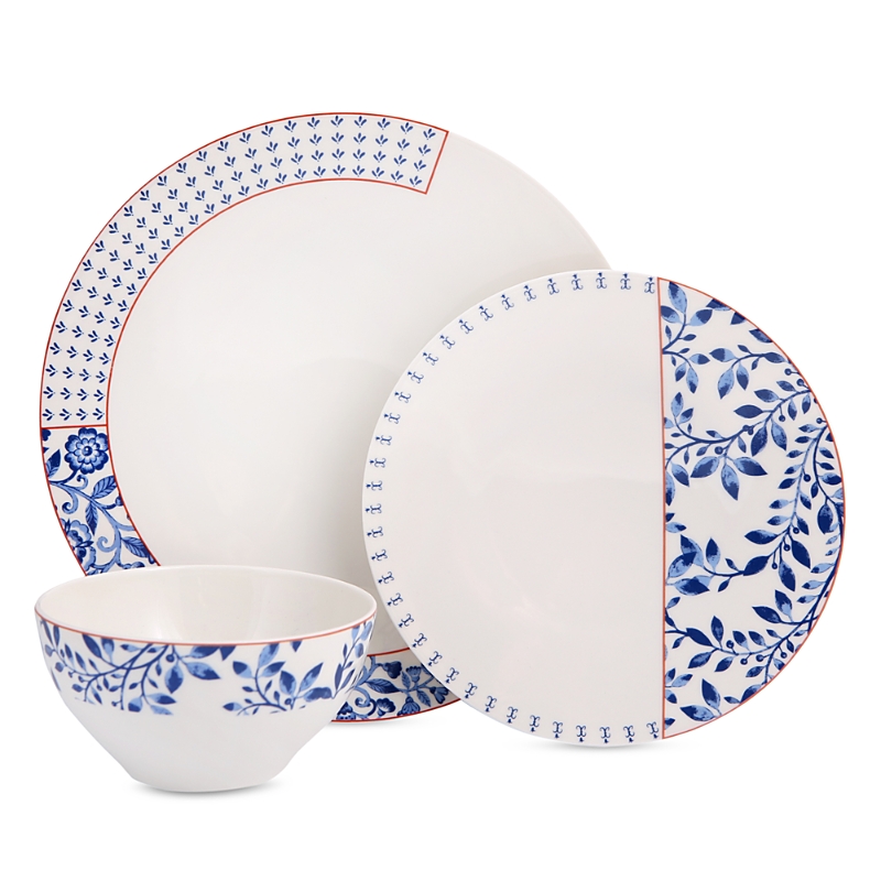 Porland Folksy 4-piece Place Setting Set In Blue/white