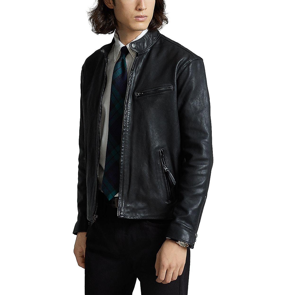 Polo Ralph Lauren Lambskin Leather Cafe Racer Jacket