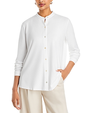 Shop Eileen Fisher Mandarin Collar Shirt In White