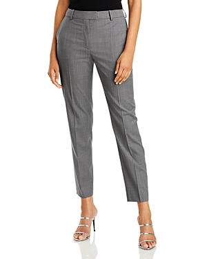Shop Hugo Boss Tamata Cropped Pinstriped Wool Pants In Mulberry Purple Boucle