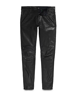 G-star Raw 5620 3d Knee-zip Skinny Jeans In Black Coated Denim In Colber Wash