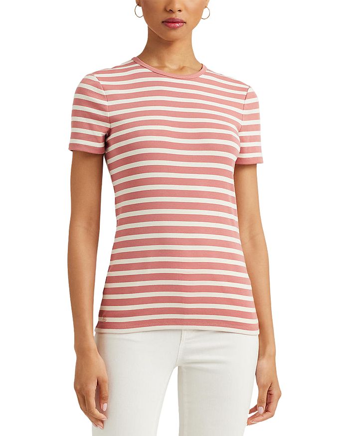 Ralph Lauren Women's Striped Ribbed Top Black Size Medium