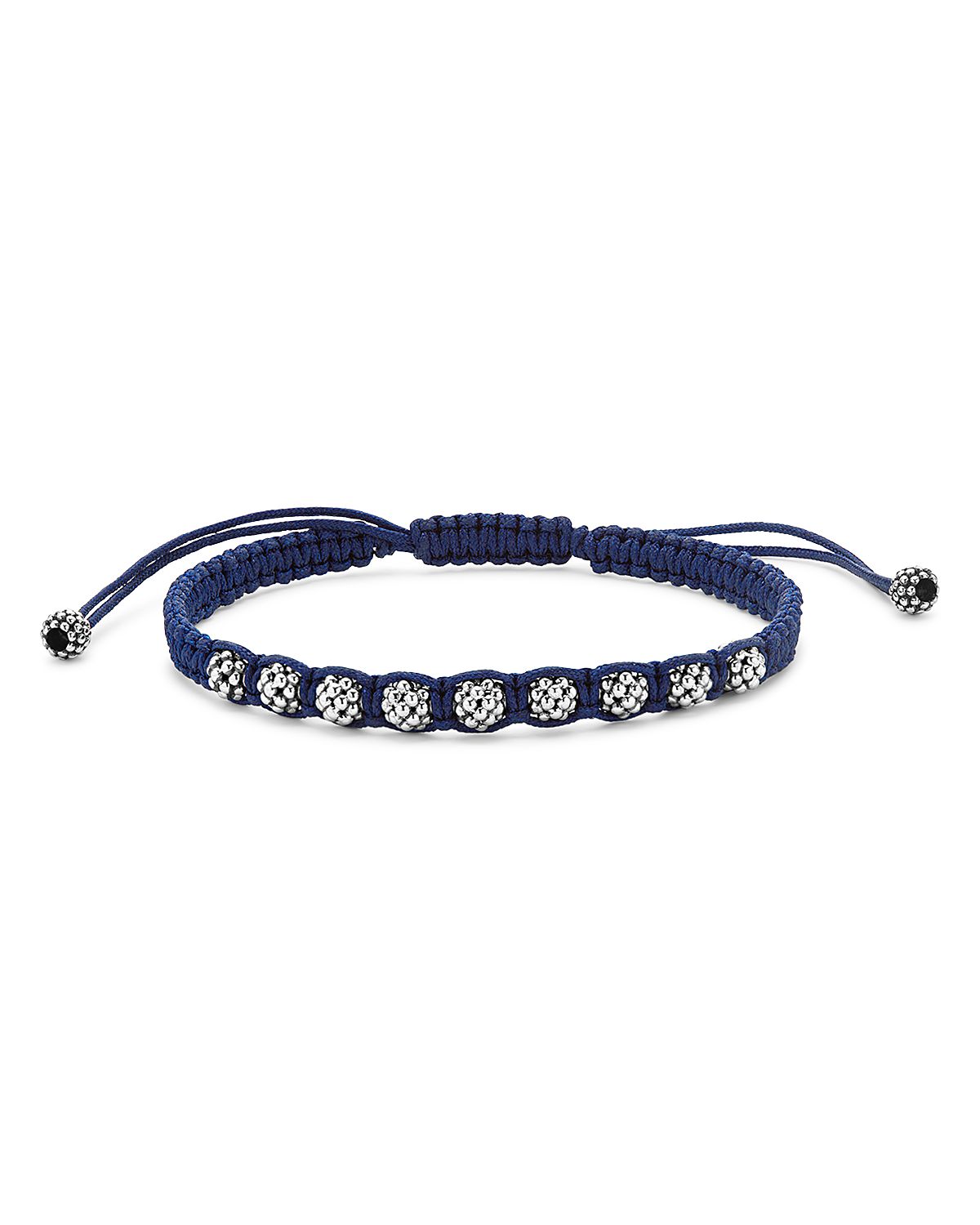 Lagos Men's Sterling Silver Anthem Caviar Bead Navy Blue Macrame Bracelet - Exclusive