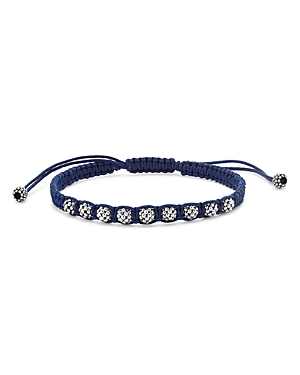 Men's Sterling Silver Anthem Caviar Bead Navy Blue Macrame Bracelet - 100% Exclusive
