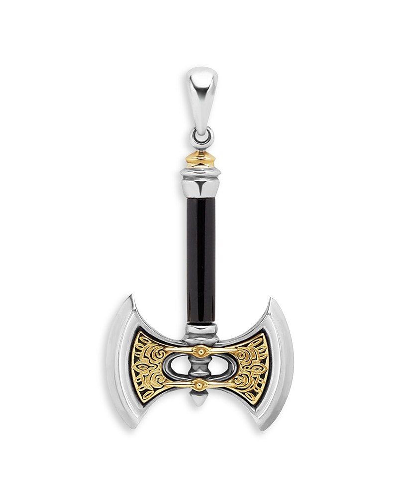 Lagos Men's 18k Yellow Gold & Sterling Silver Anthem Black Agate Battle Axe Pendant - Exclusive In Multi