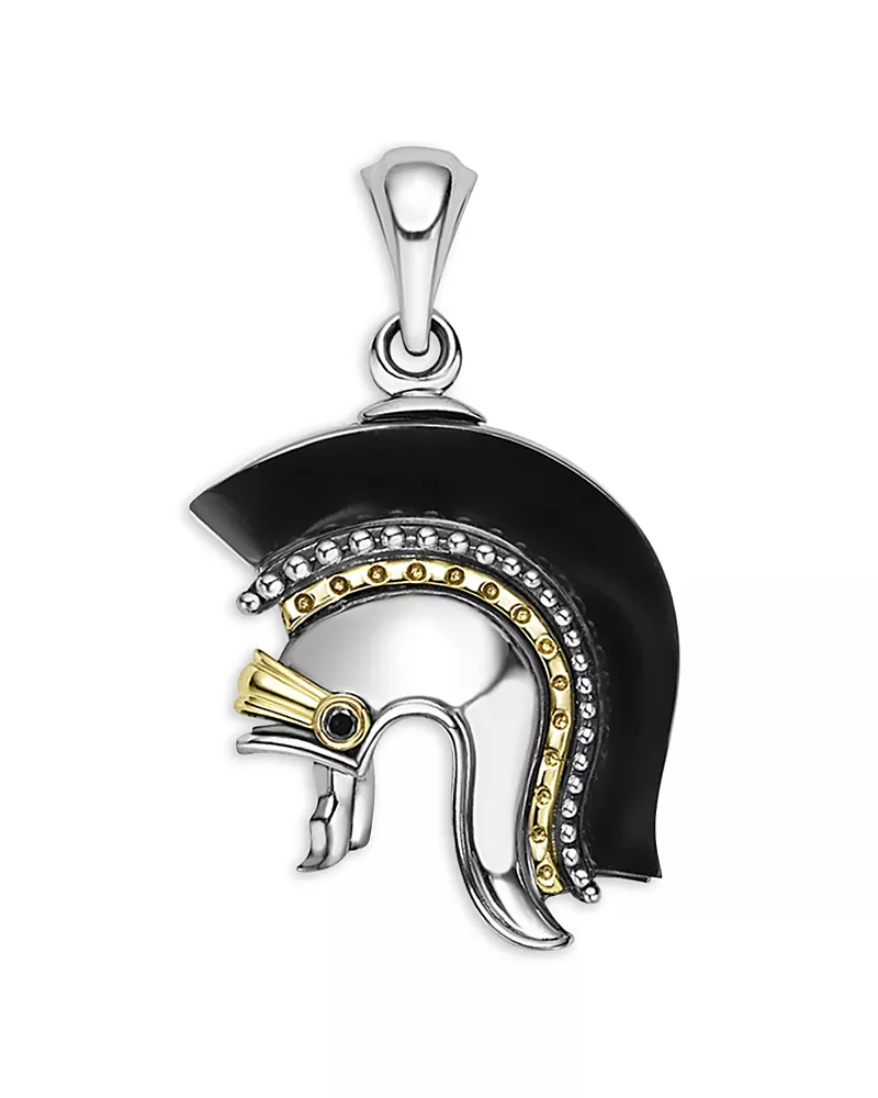 Lagos Men's 18K Yellow Gold & Sterling Silver Anthem Black Agate Spartan Helmet Pendant - Exclusive