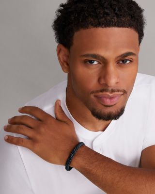 Men's 18K Yellow Gold & Sterling Silver Anthem Black Ceramic Caviar Bead Bracelet - Exclusive