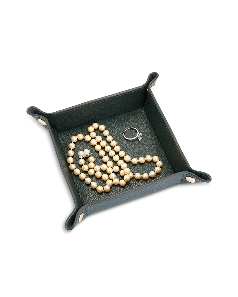Royce New York Travel Leather Catchall Valet Tray In Dark Green