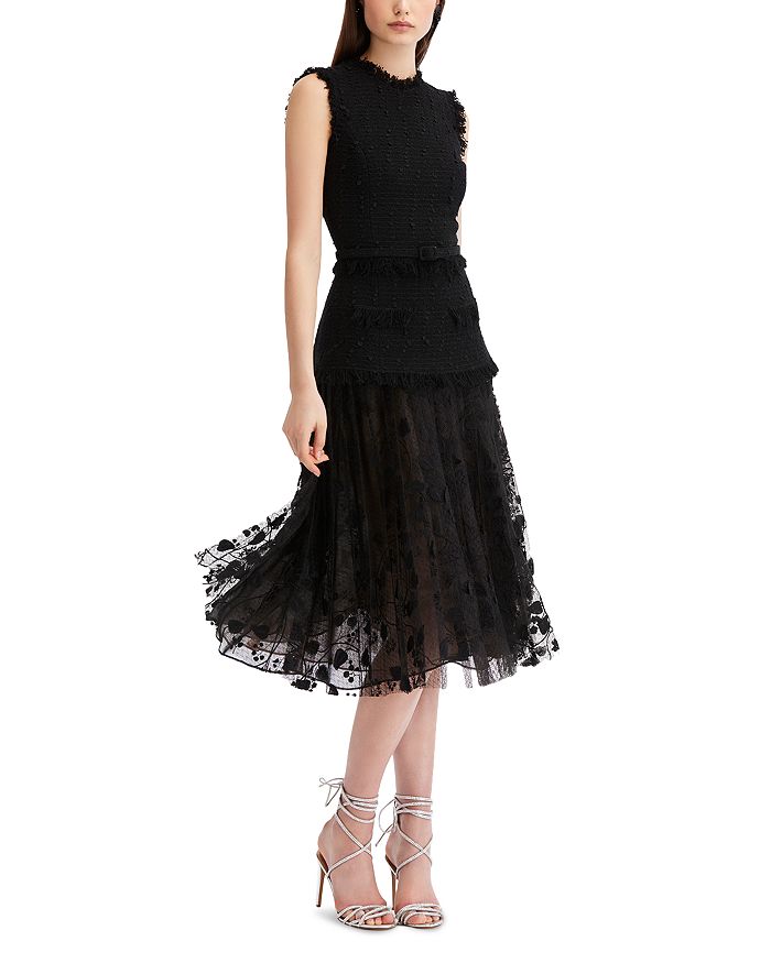 Oscar de la Renta Sleeveless Tweed Lace Midi Dress | Bloomingdale's