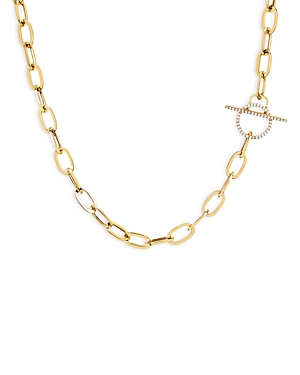 14K Yellow Gold Diamond Toggle Open Link Chain Necklace, 16
