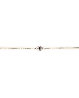 Shop Ef Collection 14k Yellow Gold Blue Sapphire & Diamond Evil Eye Link Bracelet