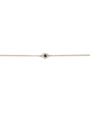 Ef Collection 14k Yellow Gold Blue Sapphire & Diamond Evil Eye Link Bracelet In Gold