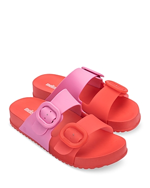 Shop Melissa Women's Cozy Slip On Buckled Slide Sandals In Red/pink