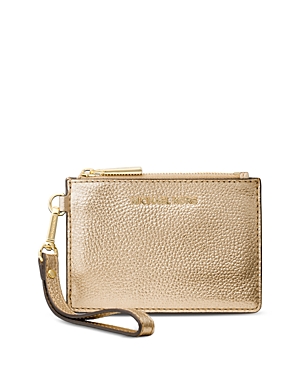 Michael Kors Jet Set Small Metallic Leather Coin Purse In Pale Gold