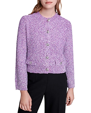 Maje Sequin-embellished Knitted Cardigan In Fuchsia Pink