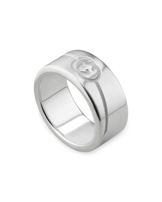 Men's Sterling Silver Tag925 Interlocking G Logo Band