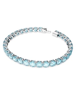 Matrix Blue Crystal Small Tennis Bracelet in Rhodium Plated