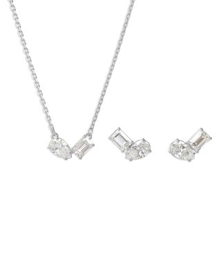 Swarovski - Mesmera Mixed Cut Pendant Necklace & Stud Earrings Set in Rhodium Plated