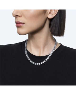 Matrix Square Cut All Around Collar Necklace in Rhodium Plated, 14.87"-16.5"