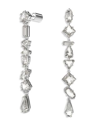 Mesmera Mixed Cut Linear Drop Earrings in Rhodium Plated