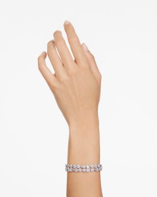 Mesmera Mixed Cut Double Row Bracelet in Rhodium Plated