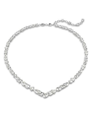 Mesmera Mixed Cut Collar Necklace & Drop Earrings Set in Rhodium Plated