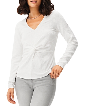 Nic + Zoe Textured Twist Front Knit Top In Milk White
