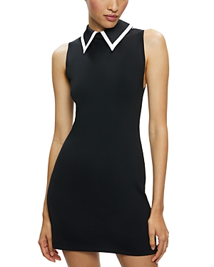 Alice And Olivia Wynell Collar Dress In Black/off White