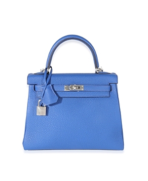 Pre-owned Hermes  Hermes Kelly 25 Leather Handbag In Blue