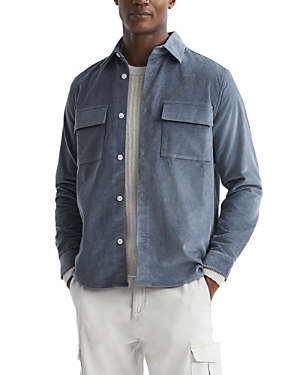 Reiss Colins Corduroy Shirt Jacket In Airforce Blue