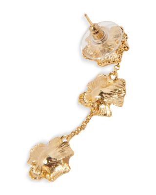 Stone Accented Flower Cascade Drop Earrings