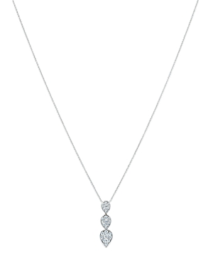 Bloomingdale's Diamond Pear Cluster Triple Drop Pendant Necklace In 14k White Gold, 1.0 Ct. T.w.