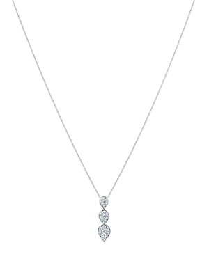 Bloomingdale's Diamond Pear Cluster Triple Drop Pendant Necklace In 14k White Gold, 1.0 Ct. T. W. In White