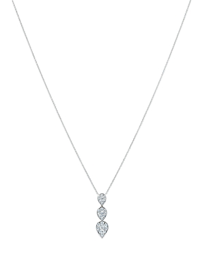 Bloomingdale's Diamond Pear Cluster Triple Drop Pendant Necklace in 14K White Gold, 1.0 ct. t.w.