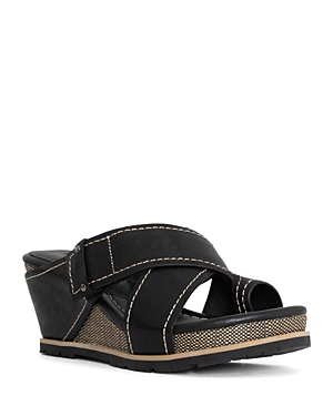 Shop Donald Pliner Women's Slip On Crisscross Wedge Sandals In Black