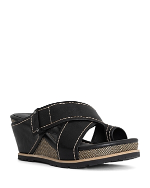 DONALD PLINER WOMEN'S SLIP ON CRISSCROSS WEDGE SANDALS