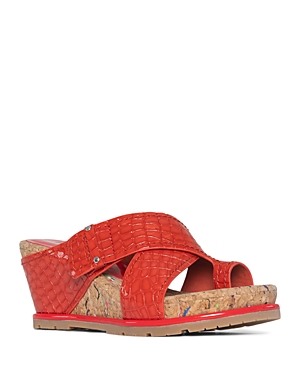 Shop Donald Pliner Women's Slip On Crisscross Wedge Sandals In Persimmon