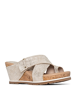 Shop Donald Pliner Women's Slip On Crisscross Wedge Sandals In Platino