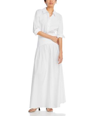 staud rocco cotton dress STAUD Rocco gathered stretch-cotton poplin mini shirt dress