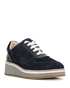 Shop Donald Pliner Women's Lace Up Sporty Wedge Sneakers In Navy