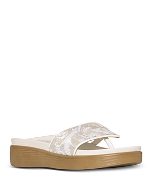 Shop Donald Pliner Women's Slip On Wedge Slide Sandals In Natural/white