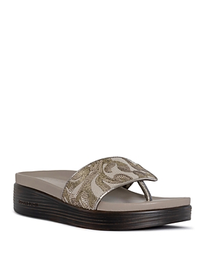Shop Donald Pliner Women's Slip On Wedge Slide Sandals In Pewter