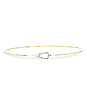 Phillips House 14k Yellow Gold & Rhodium Diamond Mini Affair Keyhole Bangle Bracelet In Gold/white
