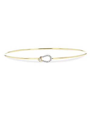 14K Yellow Gold & Rhodium Diamond Mini Affair Keyhole Bangle Bracelet