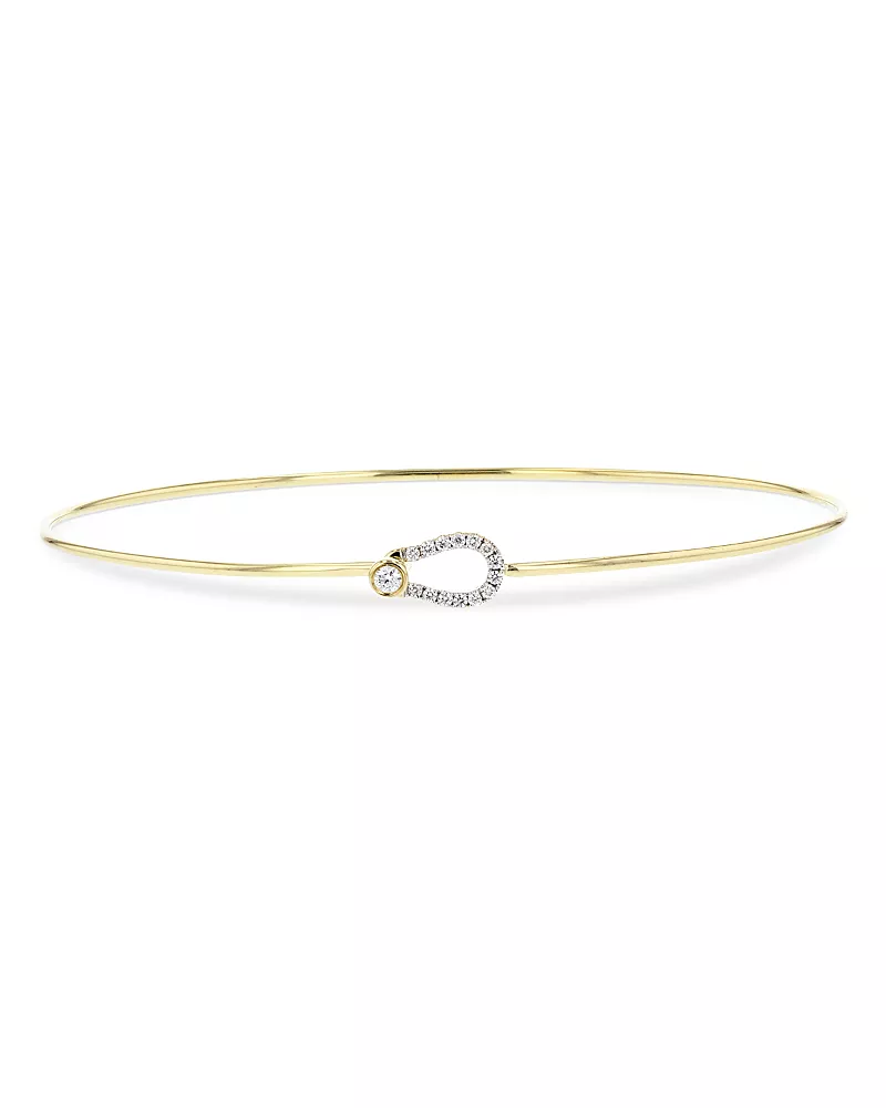 Phillips House 14K Yellow Gold & Rhodium Diamond Mini Affair Keyhole Bangle Bracelet